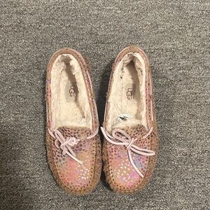 UGGS Kids Sparkling Moccasins - Pink and Tan